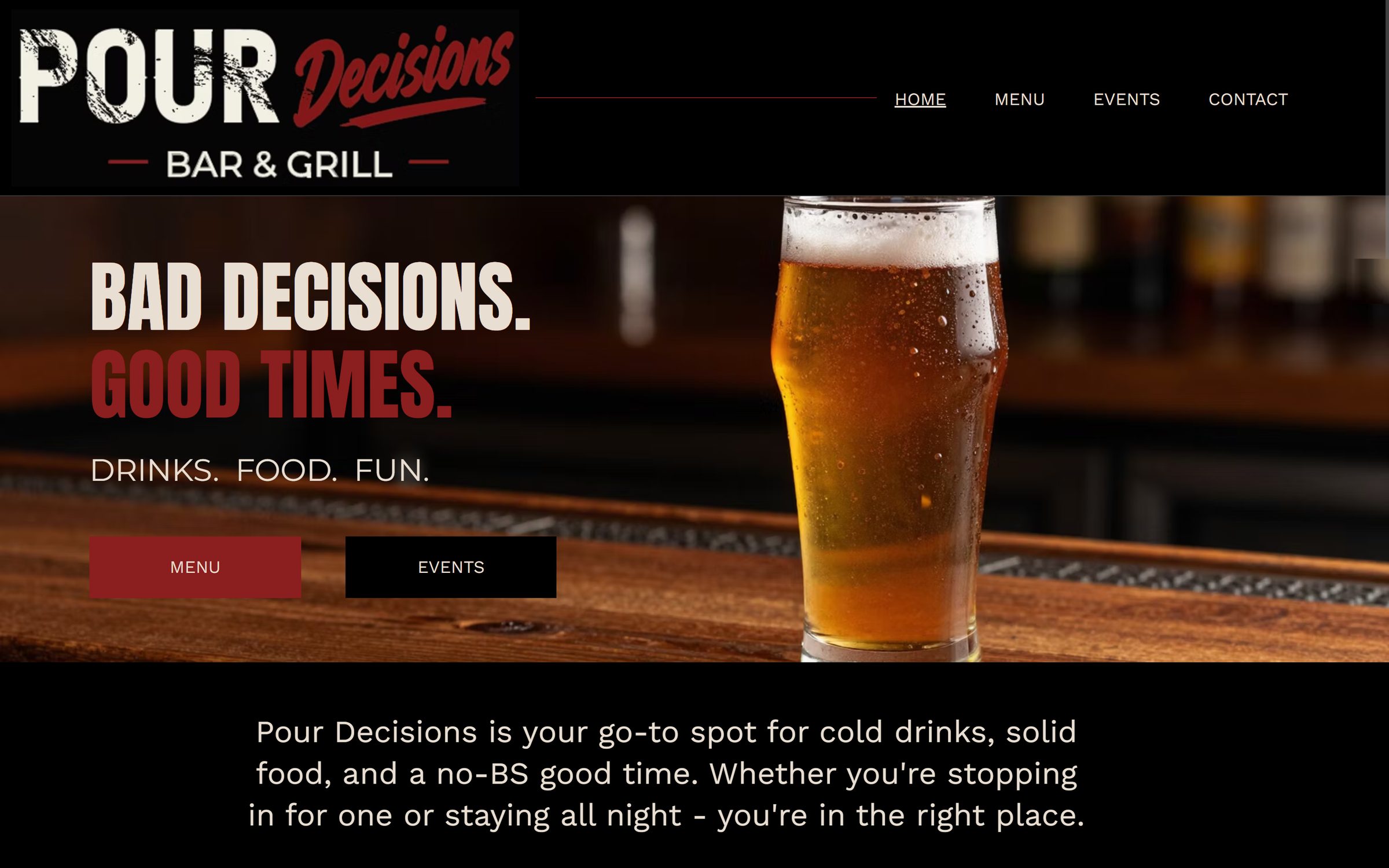 Pour Decisions home page
